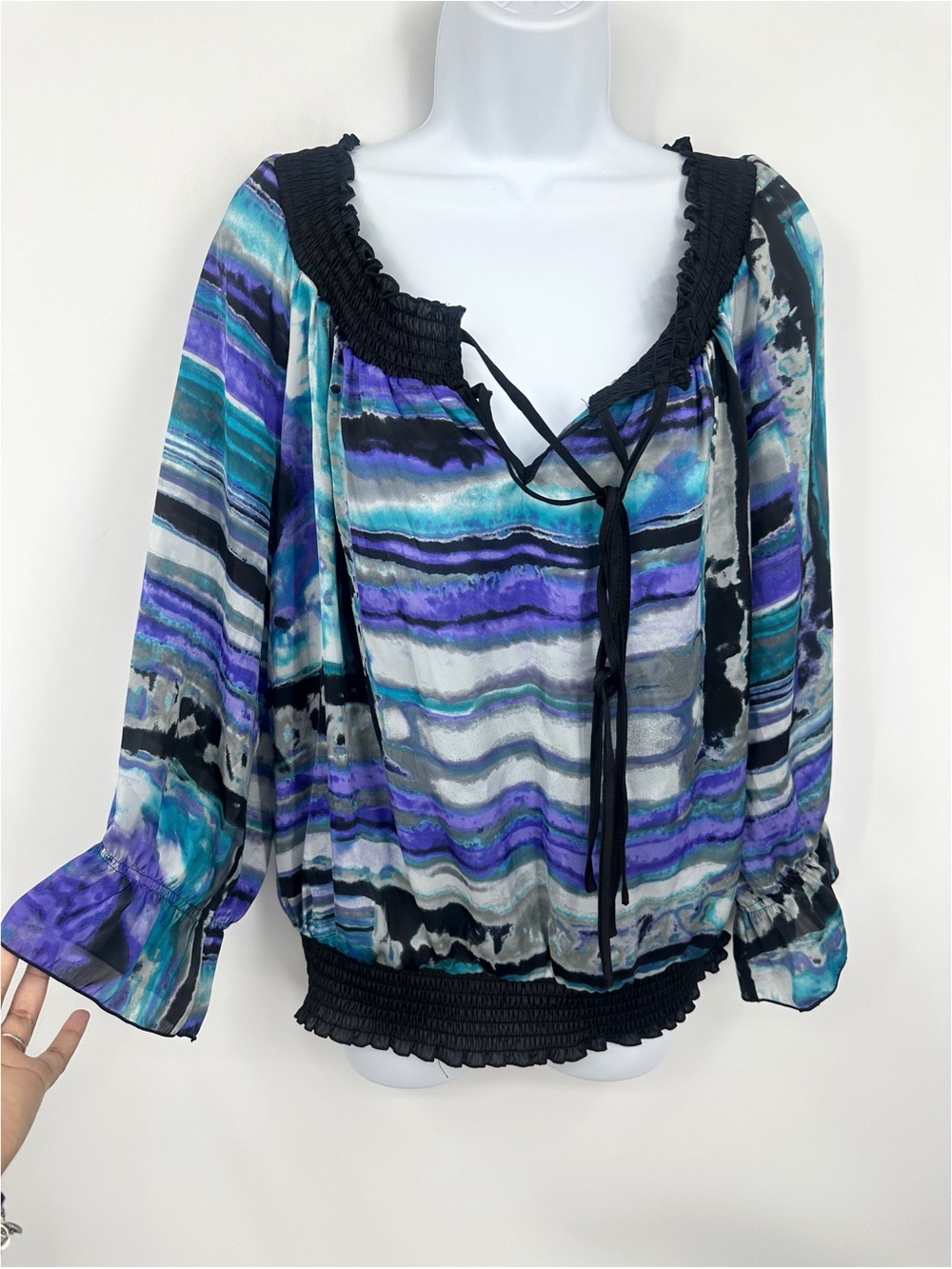 Vintage Y2K Blue And Purple Blouse Size Large Whimsical Fairycore